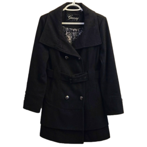 🌬️Guess Grey Ruffle Pea Coat